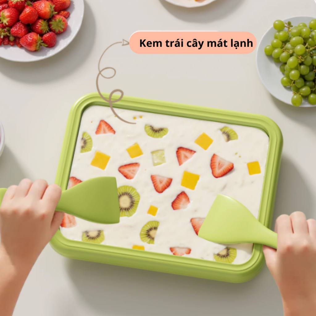 Máy Làm Kem Cuộn Mini Cho Bé Tại Nhà Không Dùng Điện Inox 304 An Toàn Làm Kem Trong 2 Phút