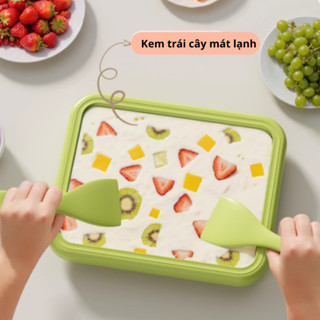 Máy Làm Kem Cuộn Mini Cho Bé Tại Nhà Không Dùng Điện Inox 304 An Toàn Làm Kem Trong 2 Phút