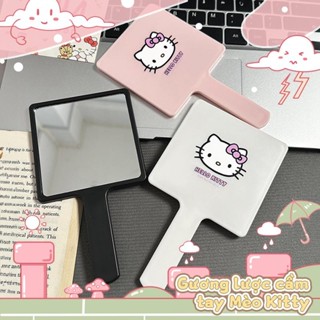 Gương Trang Điểm Cầm Tay Hello KT Trong Suốt – Nhỏ Gọn, Cute, Phù Hợp Mang Theo Có Cán Tay Cầm