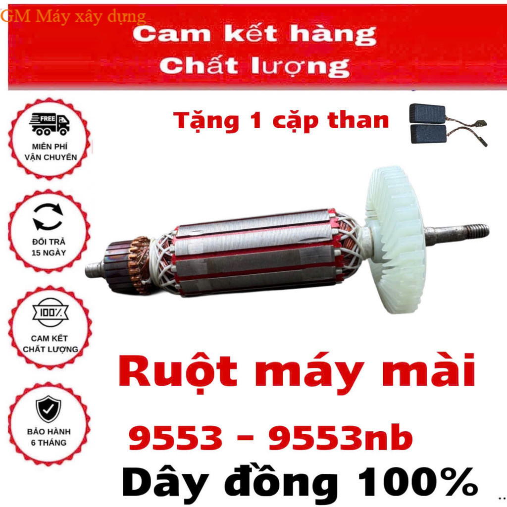 Rotor Máy Mài MAKITA 9553 9553B 9553NB - Ruột Mài MAKITA 9553NB - Dài 152mm - Thân 32mm .. GM Máy xâ