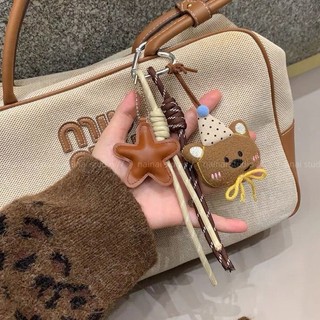 Supercute Gấu Dễ Thương Mặt Dây Chuyền Ngôi Sao Ruy Băng Phong Cách Hàn Quốc Đa Năng Ins Túi Đồ Trang Trí
