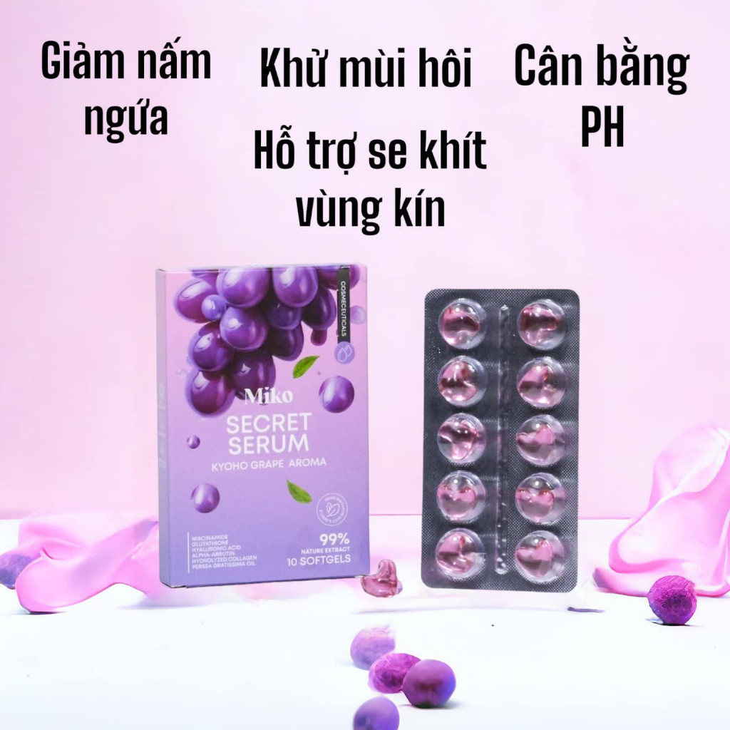 Hàng Thái Lan Mafinze Serum MIKO se khít cô bé hộp 10V vị nho tím