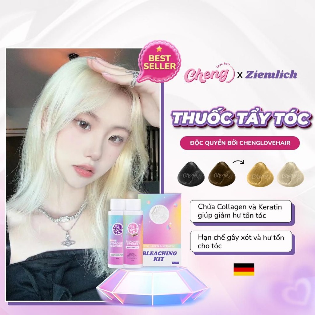 Thuốc Tẩy Tóc ZIEMLICH Bleaching Powder Collagen & Keratin Tẩy Cực Êm, Lên Cực Chuẩn | Chenglovehair