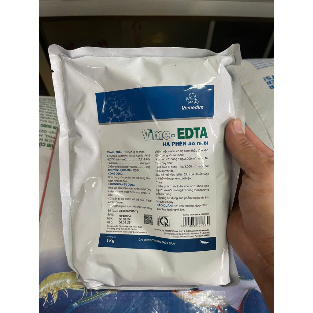 VIME-EDTA 1kg Hạ Phèn Cấp Tốc - Giảm Đục, Chống Sốc Mùa Mưa Cho Ao Tôm Cá