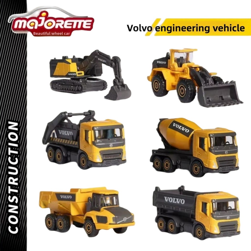 Bộ xe đúc xây dựng 3 gói Majorette Volvo – Mô hình đồ chơi máy xúc, máy ủi & xe tải đổ dành cho trẻ 