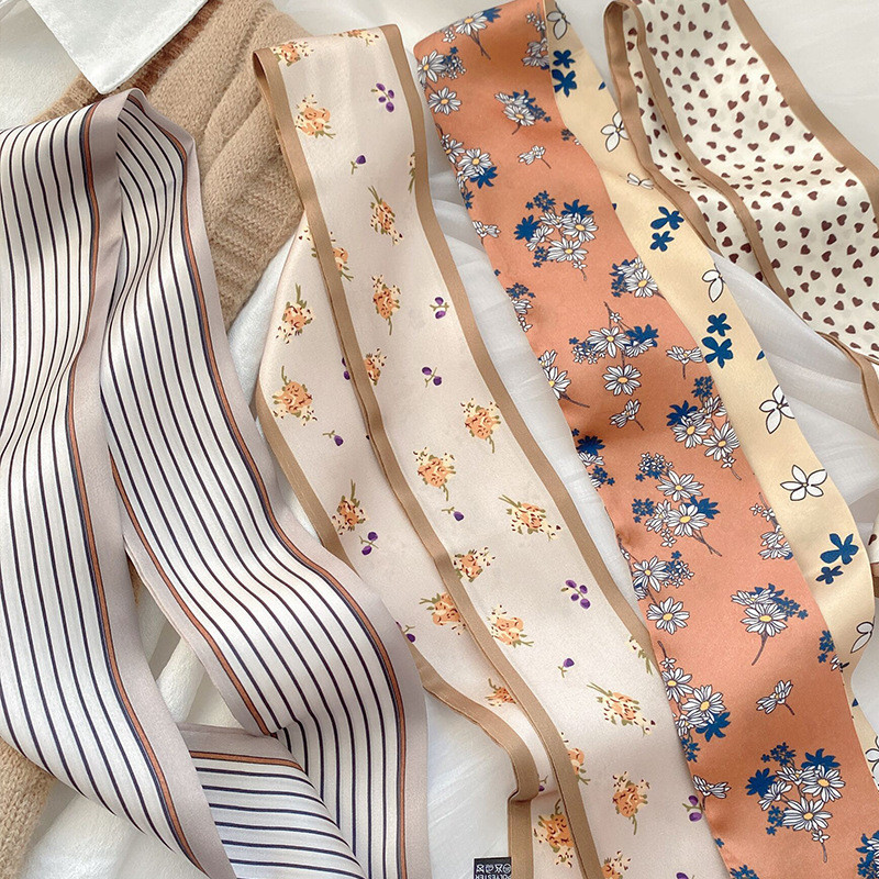 Khăn lụa kiểu Pháp cổ điển Dây Buộc Tóc Khăn lụa dài kiểu mới cho nữ dây buộc tóc đuôi ngựa dây buộc