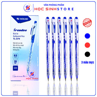  Hộp 20 Cây Bút Bi Bấm Thiên Long TL079 Ngòi Thụy Sĩ 0.5mm  Mực Xanh  Đỏ  Đen  - VPP Học Sinh Store 