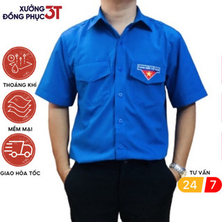 Áo sơ mi ngắn tay nam nữ Đoàn thanh niên  3T UNIFORM , sơ mi cộc ngắn Đoàn thanh niên