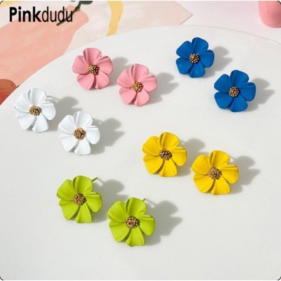 Pinkdudu Đơn Giản Ngọt Ngào Nhiều Màu Hoa Lớn Bông Tai Acrylic Thời Trang Hợp Thời Trang Bông Tai Nữ PD2272
