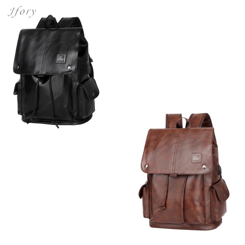 Ba lô da PU Jfory cho máy tính xách tay 15,6 inch có cổng USB để đi làm và du lịch