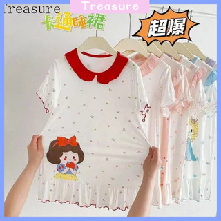 ✨Váy ngủ hoạt hình mùa hè trẻ em mới Treasure2025 Váy ngủ đồ mặc nhà bé gái váy liền tay ngắn kiểu mỏng hoạt hình Modal