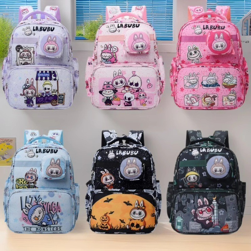 Ba lô bảo vệ cột sống dung tích lớn dành cho học sinh tiểu học Labu ba lô có giá trị cao bằng vải Oxford hoạt hình