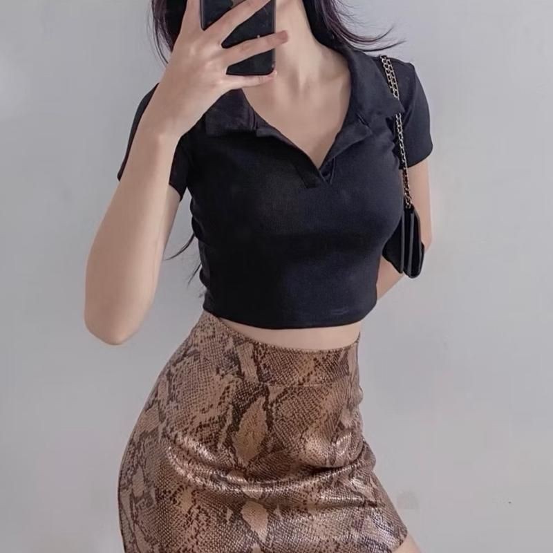 A88 Áo thun nữ tay ngắn Croptop Cổ Bẻ , Áo Polo Nhiều Màu size dưới 53kg mã a88