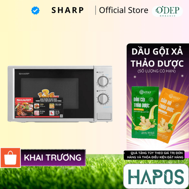 Lò vi sóng có nướng Sharp R-G228VN-SL - 20L - Hàng chính hãng - Bảo hành 12 tháng - HAPOS HSA