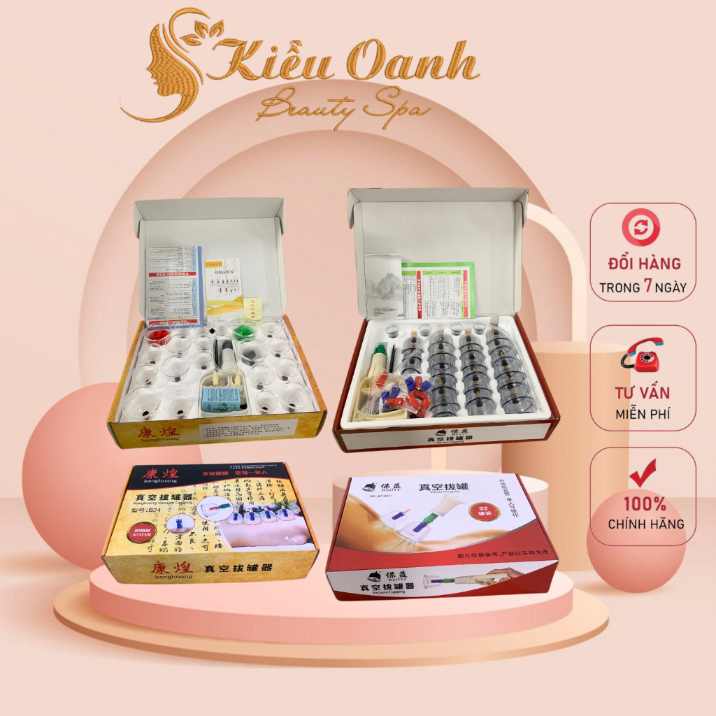 Bộ Giác Hơi Chân Không 32 cốc, Dụng Cụ Cạo Gió Hút Chân Không ,Không Dùng Lửa mẫu mới (Kiều Oanh Store)