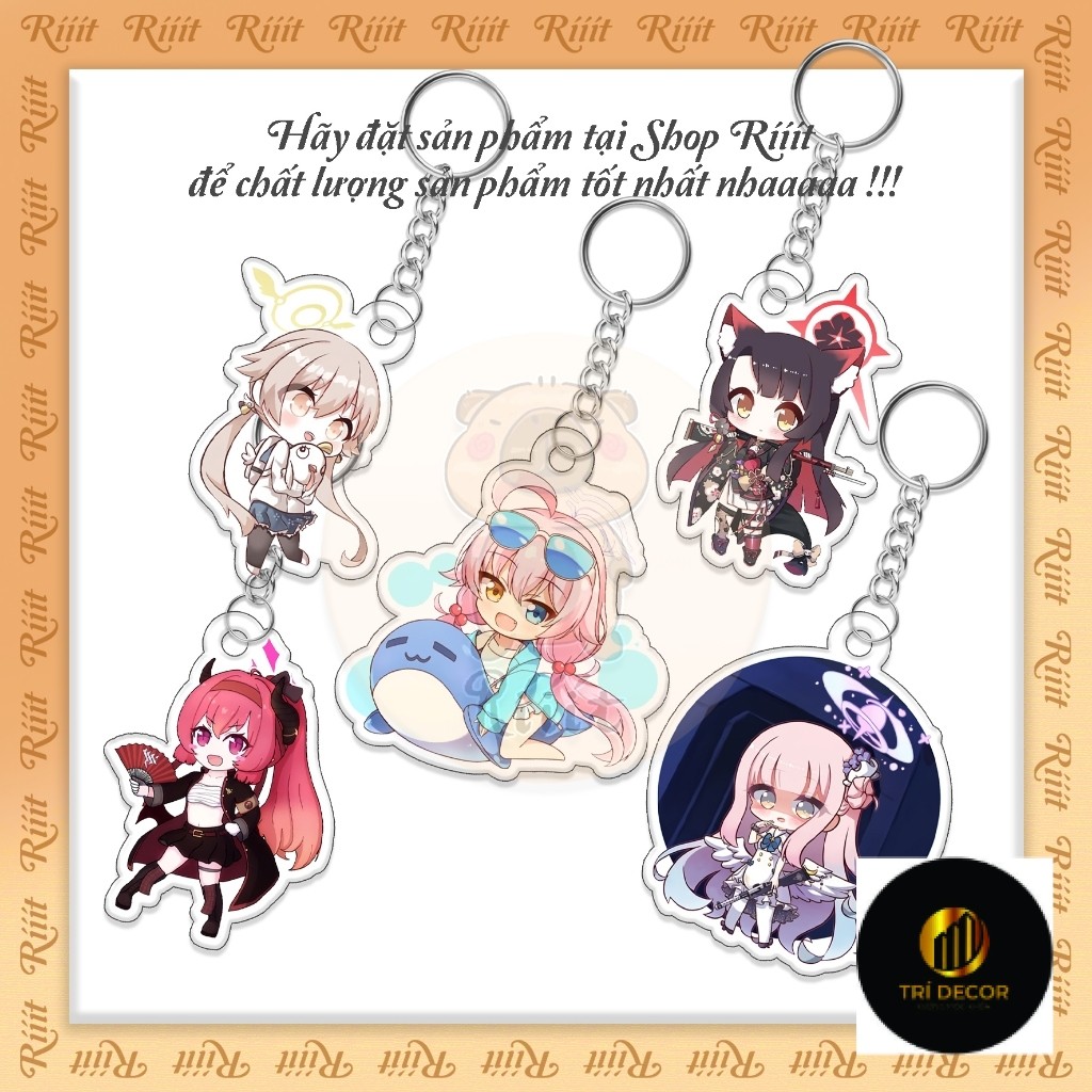 Móc khóa Blue Archive phụ kiện túi xách balo móc khoá bằng chất liệu arcrylic trong suốt
