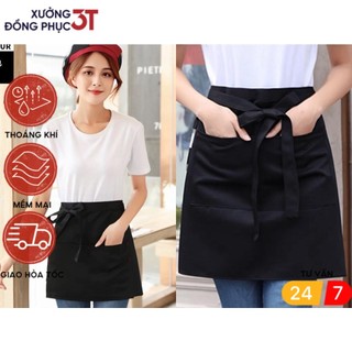 Tạp dề ngắn trơn - Tạp dề nửa người,  chất đẹp 3T UNIFORM - Vải kaki dày dặn có túi giữa lớn