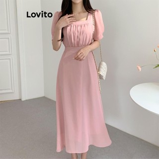 Đầm Lovito cơ bản màu trơn phong cách thường ngày cho nữ LNE58227