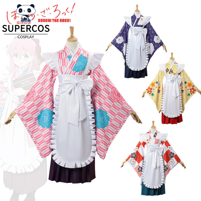 Bocchi The Rock Cos Gotoh Hitori Ryou Nijika Kita Cosplay Người Giúp Việc Bộ Trang Phục Kimono Cho Đ