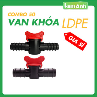   Giá sỉ  Combo 50 Van nối ống LDPE 2 đầu ngạnh 12mm –  16mm – 20mm – 25mm | Van khóa LDPE tưới nhỏ giọt – Lam Anh 