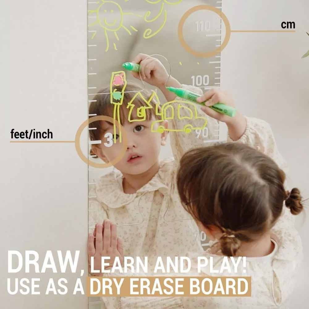 Foldable Growth Chart Mirror for Wall 3 in 1 Children'S Growth Chart Mirror