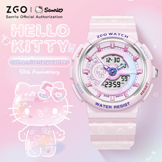 Đồng Hồ Trẻ Em ZGO x Sanrio Hello Kitty Điện Tử Chống Nước Dạ Quang Thể Thao Quà Tặng 8573