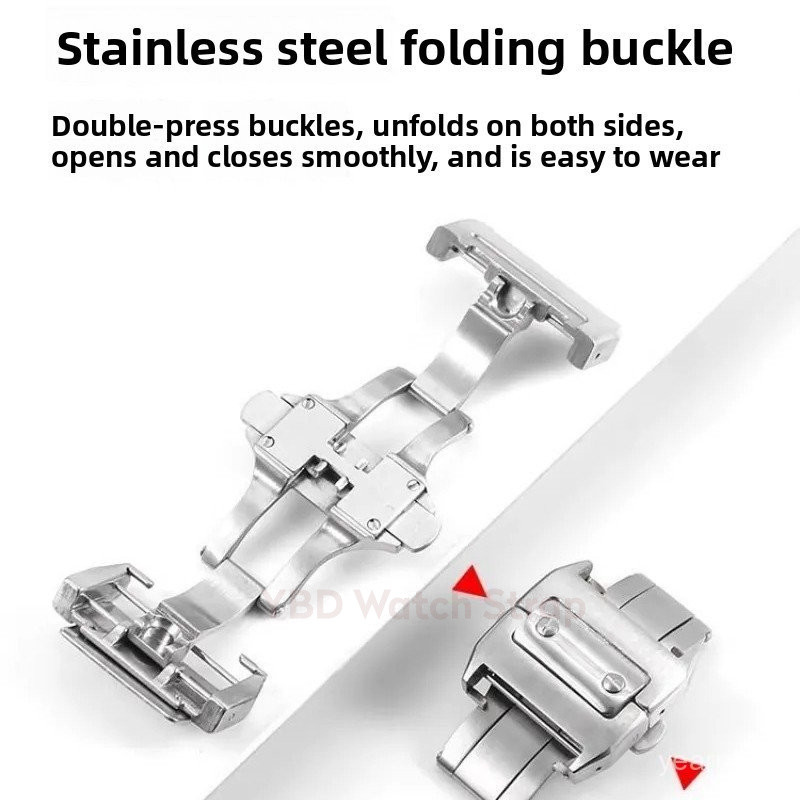 Khóa đồng hồ bằng thép không gỉ 18mm 21mm cho Cartier Santos 100 - Nút thay thế vòng đeo tay tương t