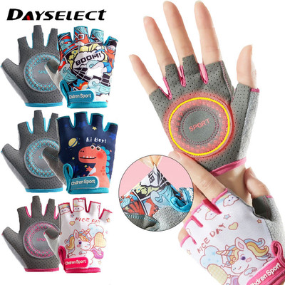 DAYSELECT 1 Cặp Thể Thao Băng Lụa Hút Mồ Hôi Đi Chống Trượt Trẻ Em Găng Tay Nửa Ngón