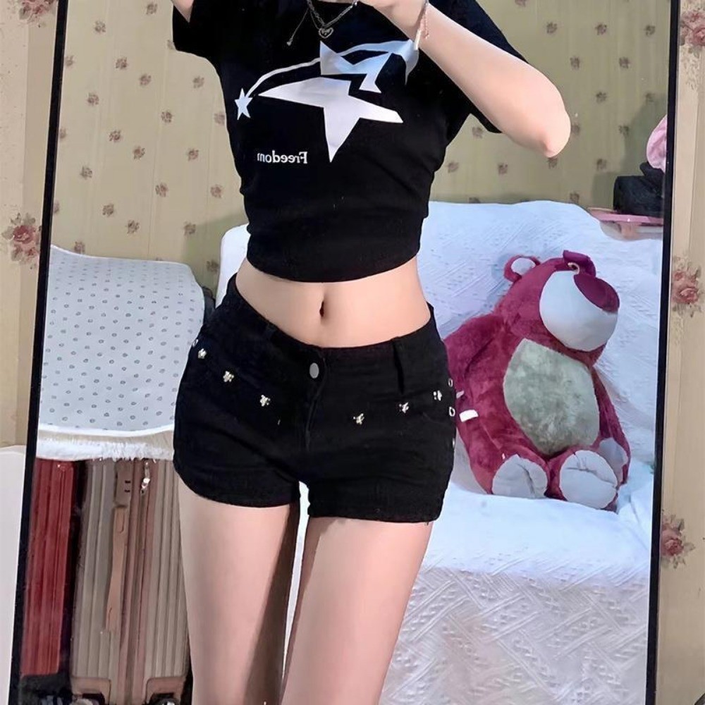 RICH-THEY Quần Short Cạp Trễ Nữ Quần Short Denim Thời Trang Mới Cho Mùa Hè | BigBuy360 - bigbuy360.vn