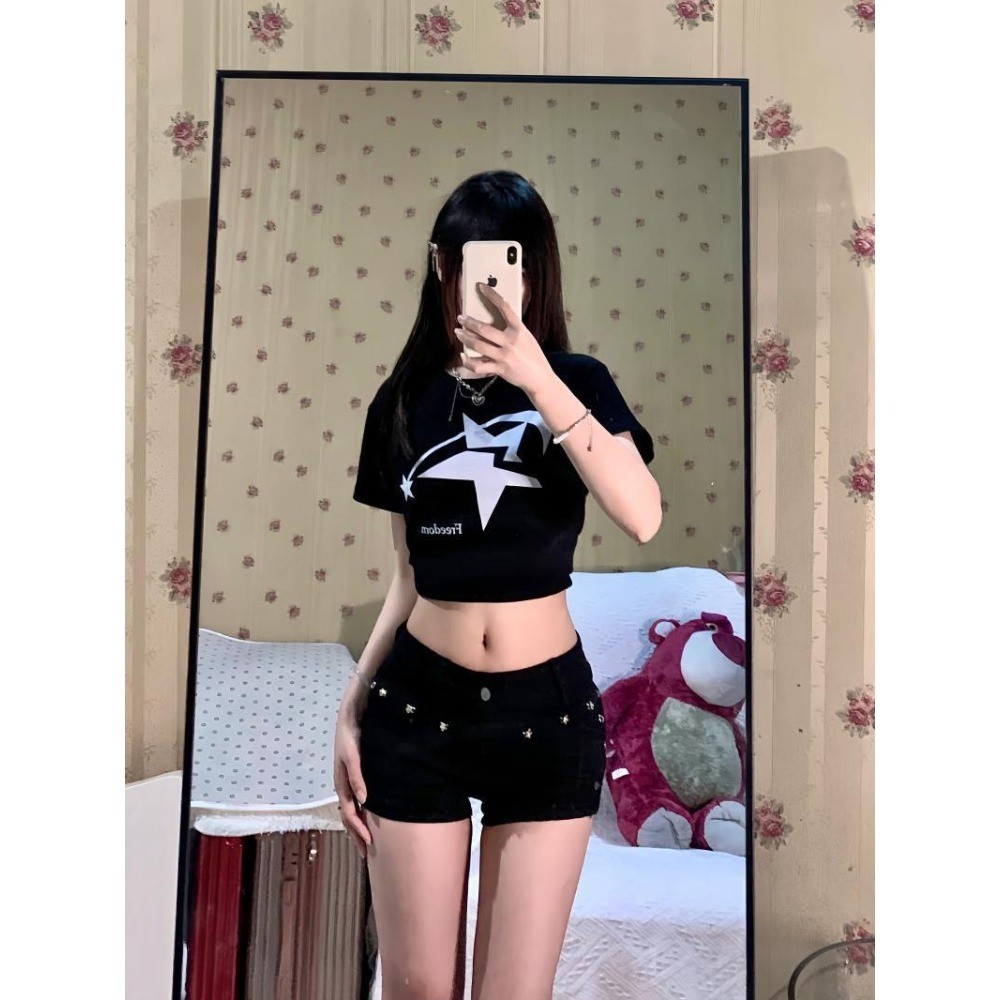 RICH-THEY Quần Short Cạp Trễ Nữ Quần Short Denim Thời Trang Mới Cho Mùa Hè | BigBuy360 - bigbuy360.vn