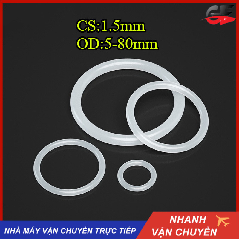 Vòng đệm cao su/ oring gioăng Trang chủ /Trắng （Đường kính dây 1.5mm * Đường kính ngoài 5-80mm）[GE-X