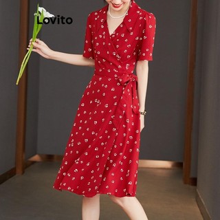 Đầm Lovito họa tiết hoa phong cách thường ngày dành cho nữ LNE59307