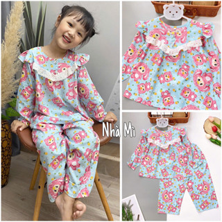 (phom nhỏ) Bộ tole lanh tay dài quần dài cho bé gái 8~40kg