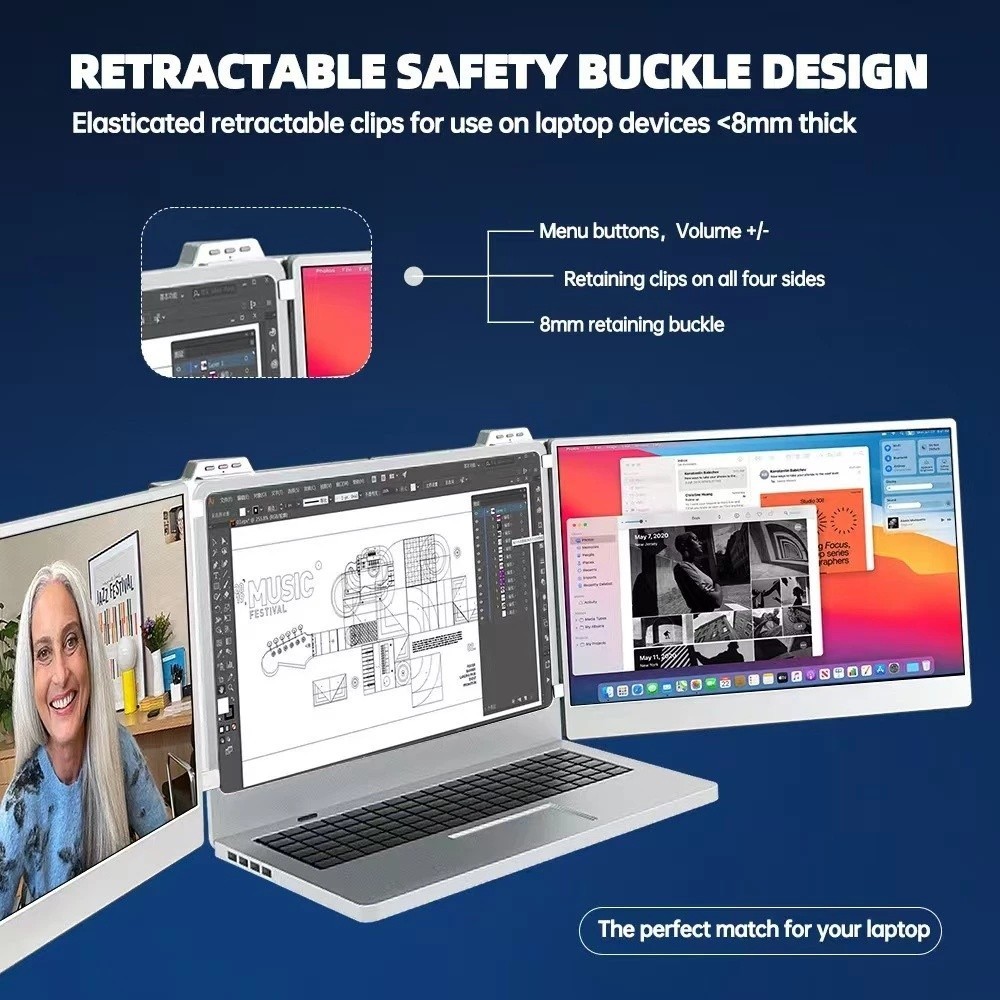 Bộ màn hình đôi di động cho laptop, Full 15,6 HD IPS - Tri-Screen for laptop workstation | BigBuy360 - bigbuy360.vn