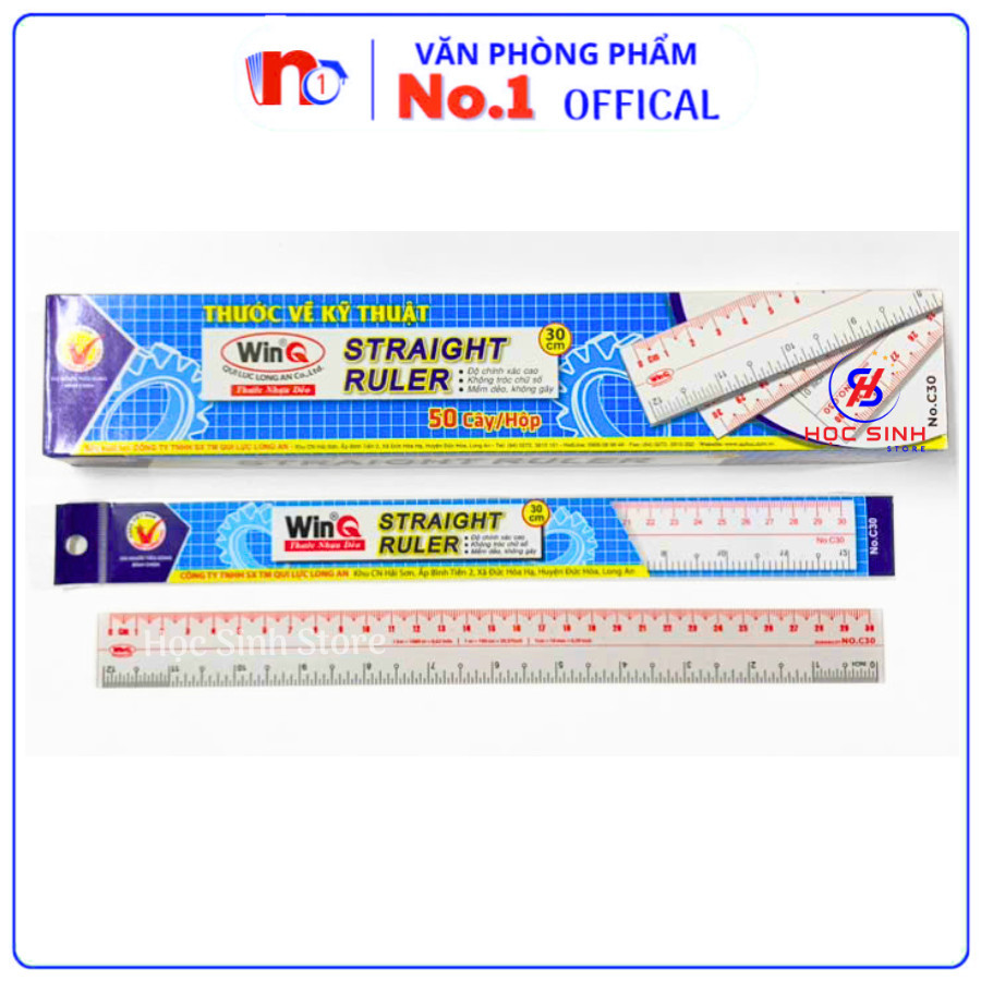 Combo 2 Cây Thước Dẻo Win 30cm C30, Chất Liệu Dẻo Bền - Văn Phòng Phẩm No.1