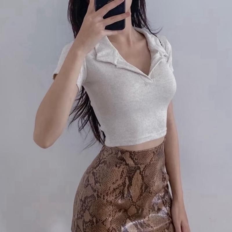 A88 Áo thun nữ tay ngắn Croptop Cổ Bẻ , Áo Polo Nhiều Màu size dưới 53kg mã a88 88
