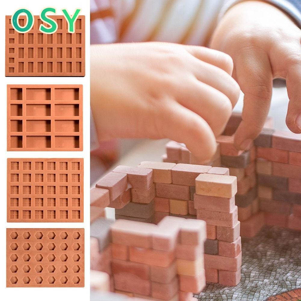 OSY Khuôn silicon gạch Mini, Khuôn mô hình gạch nhà thủ công màu đỏ, Dụng cụ xây dựng Gạch xây dựng 