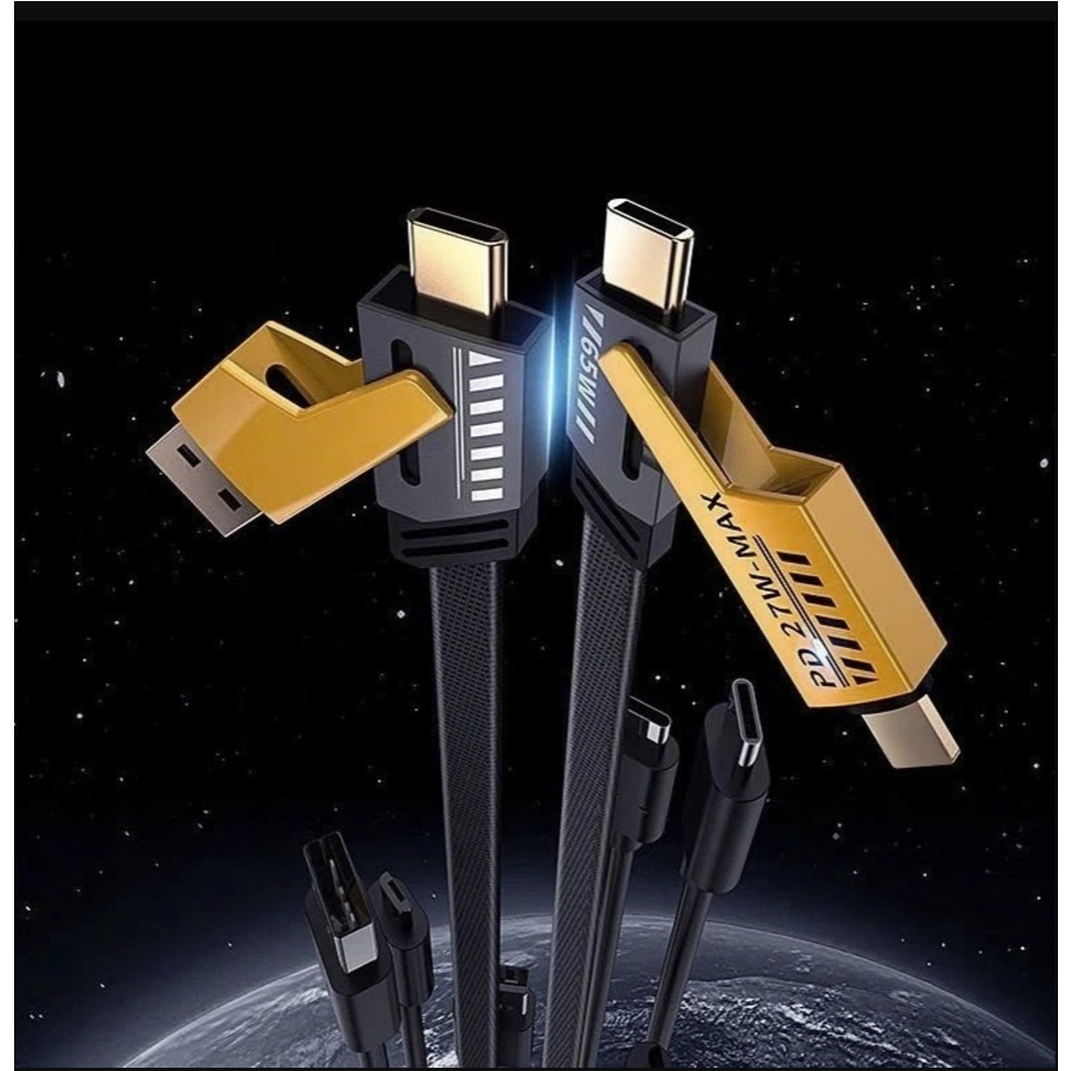 Dây Cáp Sạc Nhanh Đa Năng 4 IN 1 65W Cao Cấp 1.2M, Dây Dù Chống Đứt - Cho USB-Type C, Type C-Type C, Type C- LT USB-LT | BigBuy360 - bigbuy360.vn