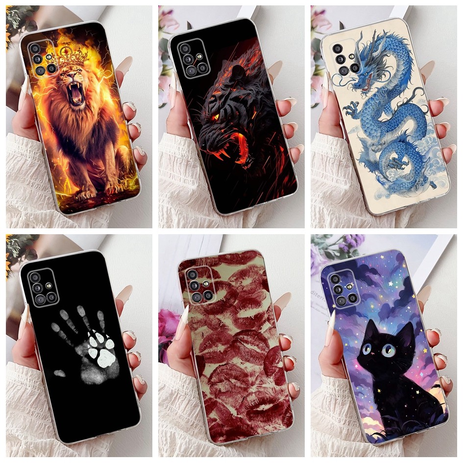 Ốp Mềm Cho Samsung Galaxy A51 4G SM-A515F Ốp Lưng Chống Sốc Hoạt Hình Hổ Da Báo Mát Cho Samsung A51 