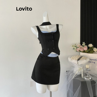 Lovito Áo hoặc váy hở lưng có nút trơn thông thường dành cho nữ LNA62083