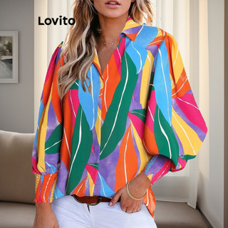 Áo sơ mi Lovito họa tiết nhiệt đới phong cách Boho thời trang cho nữ LNL65208