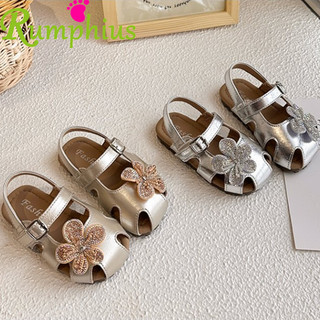 Rumphius Hoa Đáng Yêu Xăng đan Da Cho Bé Gái Sáng Kim Cương Giả Đế Mềm Chống Va Chạm Giày Trẻ Em Size 21-30