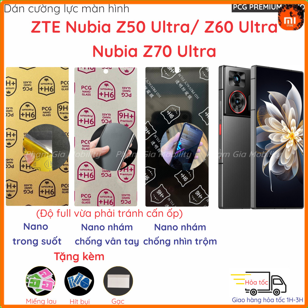 Dán cường lực ZTE Nubia Z50 Ultra/ Nubia Z60 Ultra/ Nubia Z70 Ultra nano dẻo trong, nhám, bảo vệ mắt