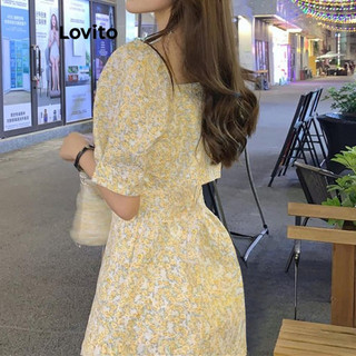 Đầm Lovito họa tiết hoa nhí buộc lưng phong cách thường ngày cho nữ LNE59547