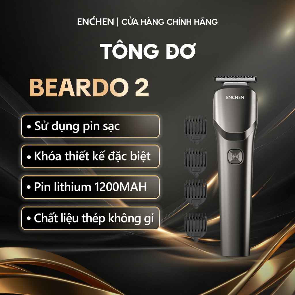 Tông đơ cắt tóc Enchen Beardo 2 tốc độ cao, lưỡi thép không gỉ, tặng 4 cử tạo kiểu - BH 6 tháng