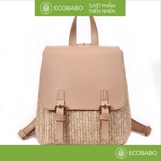 Balo cói phối da Retro cực độc dễ phối đồ | Ecobabo