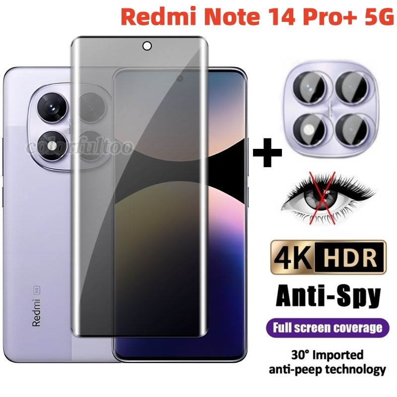 Redmi Note 15 2026 Kính Cường Lực Riêng Tư Cho Redmi Note 15 14 Pro Plus 14pro + Note14Pro Note15Pro 4G 5G 9H Full Cover Chống Gián Điệp Kính Riêng Bảo Vệ Màn Hình Mặt Sau Ống Kính Máy Ảnh