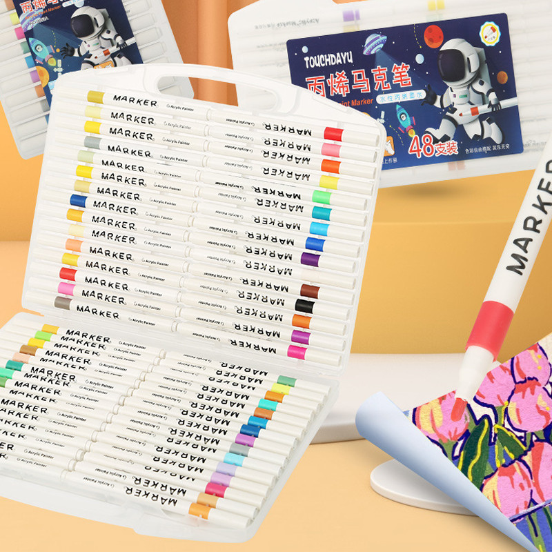 Bút Màu Acrylic Marker 12/24/36/48/60/80 Cao Cấp Màu Sắc Tươi Sáng- Quà Tặng Sinh Nhật Cho Bé 2-12 T