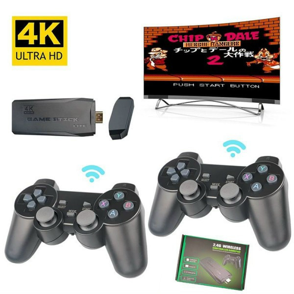 Máy Chơi Game Cầm Tay STICK 4K V2 PRO HDMI 64Gb Sẵn 15000 Game, Tay Cầm Chơi Game Kết Nối Không Dây