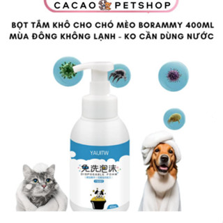 Sữa tắm khô dạng bọt tắm cho chó mèo  Borammy - 400ml - Cacao